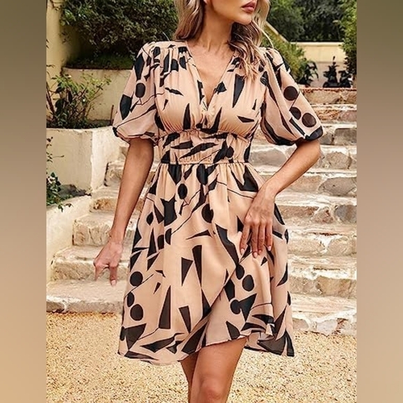 Womens Dress Size Large Pockets Lightweight Flowy Summer Spring Cinched Waist - Picture 3 of 7